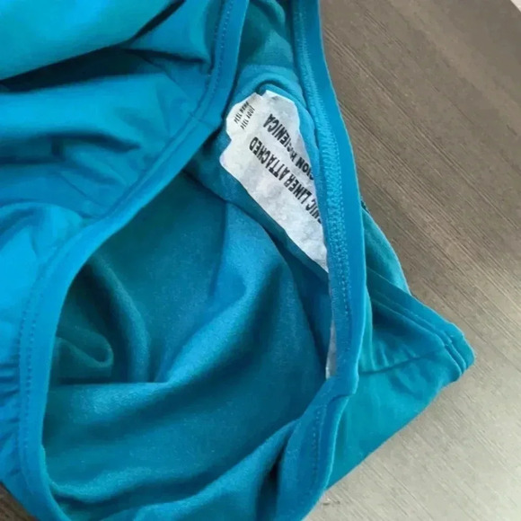 SHADE & SHORE - WOMEN'S ONE-PIECE TEAL CHEEKY SWIMSUIT RUFFLES STRAPS L (12-14) - Picture 8 of 14